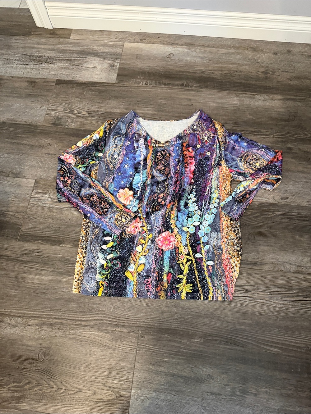 Multicolor Floral Striped Women's Top